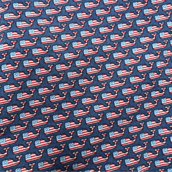 Vinyard Vines Slim Fit Murray Button Up Shirt American Flag Whales Short Sleeve - Picture 4 of 5